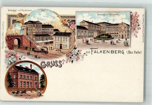 Falkenberg Schule Bahnhof Vorder und Rückseite Kaiserl. Postamt