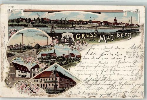 Mühlberg 1898 Zuckerfabrik Hotel zum Kronprinz Kriegerdenkmal Kloster Güldenstern