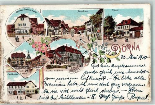 Dörna 1910 Pfarrei Hauptstraße Schenkgasthaus Gasthaus Schildach