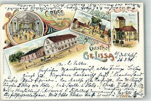 Lissa 1900 Gasthaus Gross Lissa Saal Rittergut Dorfkirche