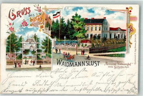 Waidmannslust 1902 Etablissement Waidmannshof Gartenwirtschaft