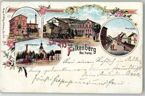 Falkenberg 1900 Molkerei Bahnhof Neue Schule Kriegerdenkmal