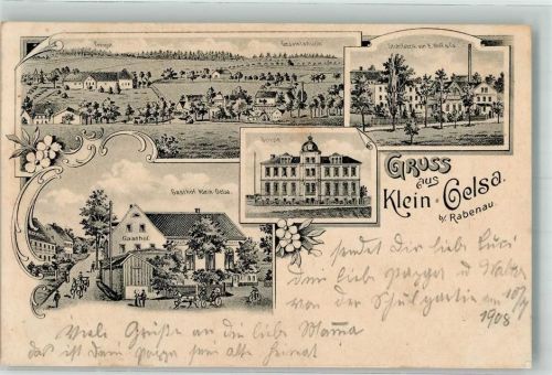 01734 O8222 Rabenau , Sachs Lithographie Klein Ölsa Schule Gasthaus Klein Oelsa Stuhlfabrik Wolf & Co