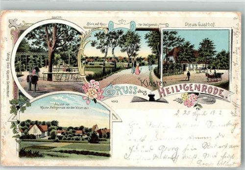 28816 W2805 Heiligenrode b Bremen 1902 Lithographie Kloster Heiligenrode Gasthaus Pleus Garten