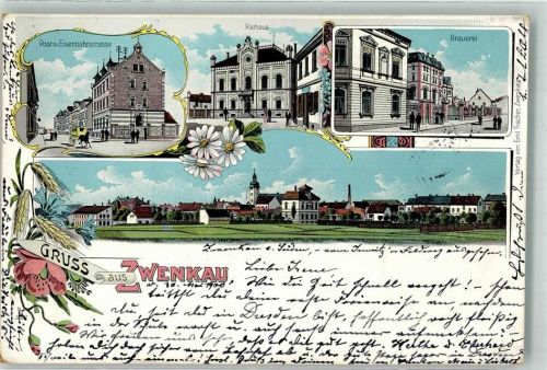 Zwenkau 1900 Post Eisenbahnstraße Rathaus Brauerei