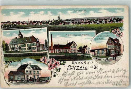 Echzell 1918 Forsthaus Bahnhof Molkerei Gasthaus zur Eisenbahn
