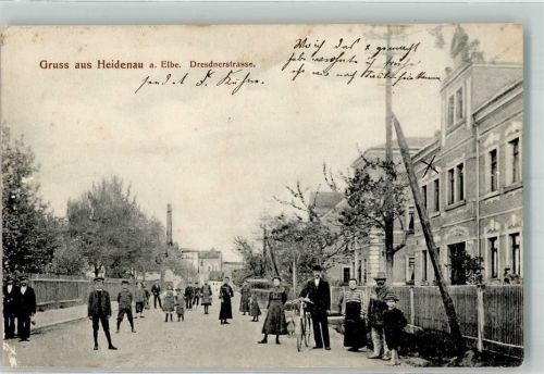 Heidenau 1906 Dresdnerstraße Kinder Radfahrer