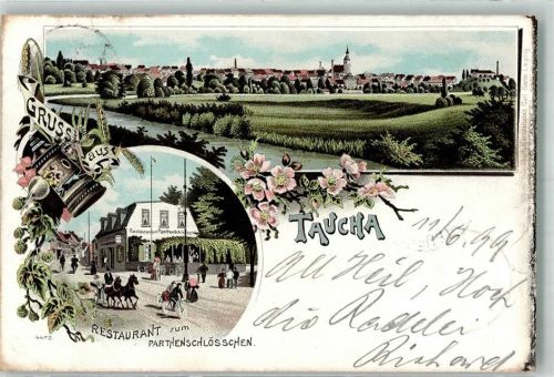 Taucha 1899 Gasthaus zum Parthenschlößchen Bierkrug