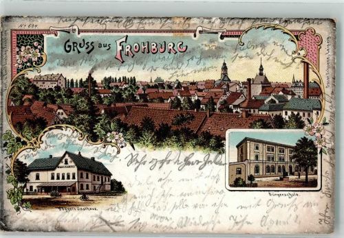 Frohburg 1899 Boggels Gasthaus Bürgerschule