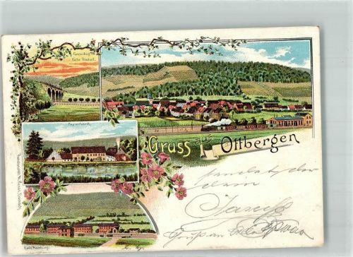 Ottbergen 1899 Nethe Viadukt Papierfabrik Klein Hamburg Bahnhof Eisenbahn Bahnpost Holzminden