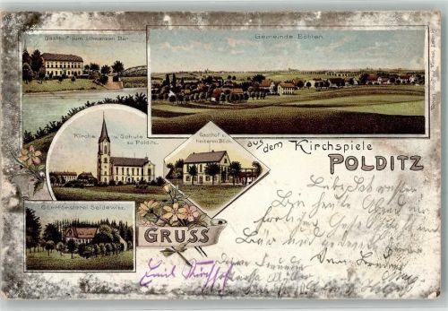 Polditz 1899 Oberförsterei Seidewitz Gasthaus Zum schwarzen Bär Kirche Schule Gasthaus Zum heiteren Blicj