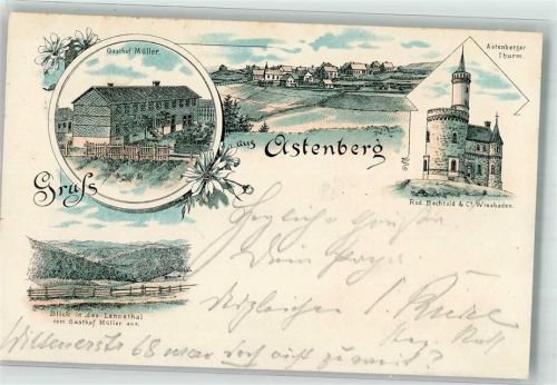 59955 W5788 Altastenberg 1897 Lithographie Gasthaus Müller Astenberger Turm Lennethal