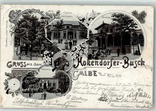 Calbe 1898 Hohendorfer-Busch Schießhalle Schütze Veranda Schießscheibe