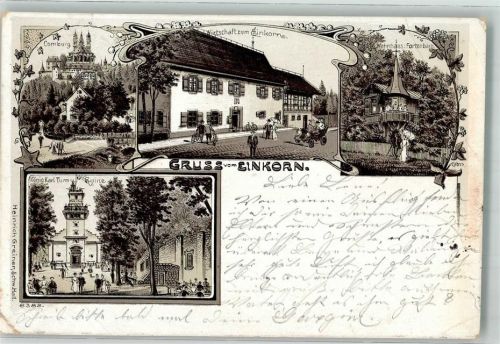 74523 W7170 Comburg 1904 Lithographie Gasthaus Zum Einkorn Wohnhaus Fortenbach König Karl Turm Ruine