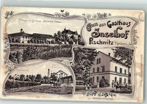 Pischwitz 1899 Rittergut Schloß Beamtenhaus Gasthaus Inselhof