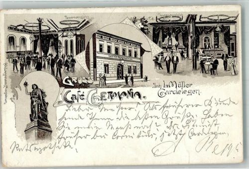 Gardelegen 1902 Cafe Germania Cafesaal Germania-Denkmal