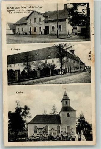 Kleinliebenau Gasthaus G. Knoth Rittergut Kirche Landpost