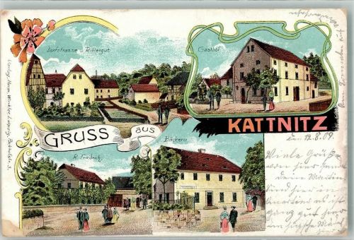 Kattnitz 1909 Bäckerei Dorfstraße Rittergut Gasthaus