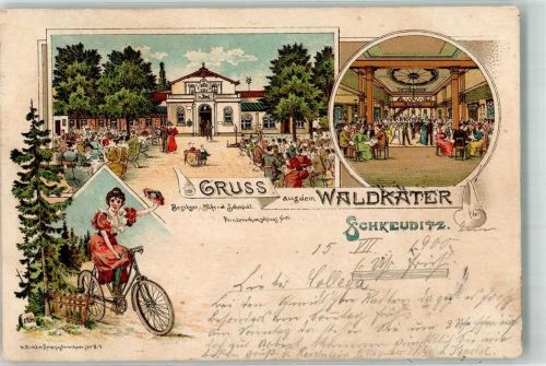 Schkeuditz 1900 Gasthaus Waldkater Alfred Schmidt Fahrrad