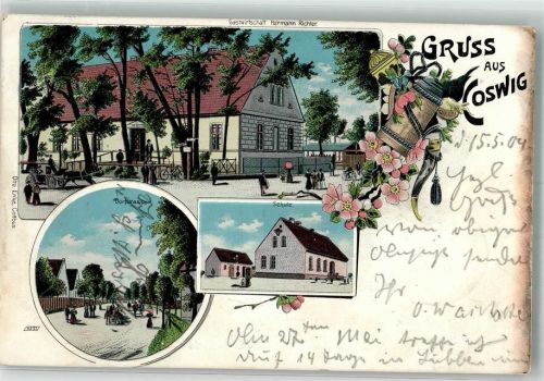 Coswig 1904 Gasthaus Richter Dorfstraße Schule Bierkrug