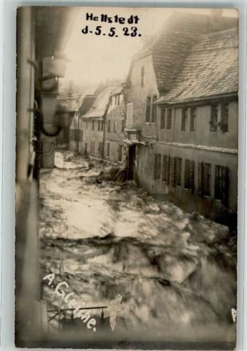 06333 O4270 Hettstedt , Sachs-Anh Privatfoto AK Hochwasser Überschwemmung Katastrophe 5. Mai 1923 Ort handschriftlich