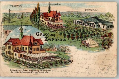 Zwenkau 1898 Gasthaus Schützenhaus Rothenburger Erker Schiesstände