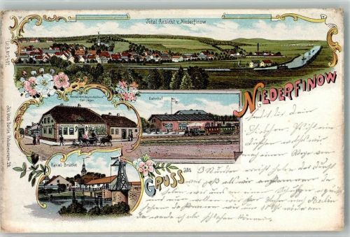 Niederfinow 1905 Bahnhof Gasthaus Deutsches Haus Carl Jäger Kanal Brücke