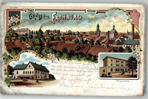 Frohburg 1899 Böggels Gasthaus Bürgerschule