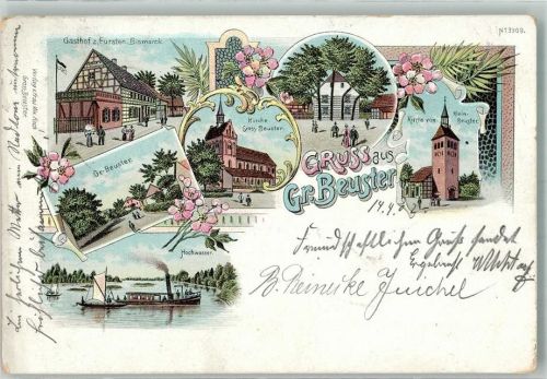 Beuster 1902 Klein Beuster'sche Kirche Gasthaus zum Fürsten Bismarck Hochwasser in Gr. Beuster
