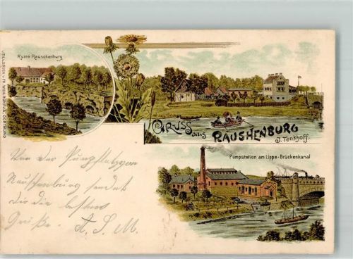 Olfen 1897 Rauschenburg Ruine Rauschenburg Pumpstation a. Lippe-Brückenkanal selten