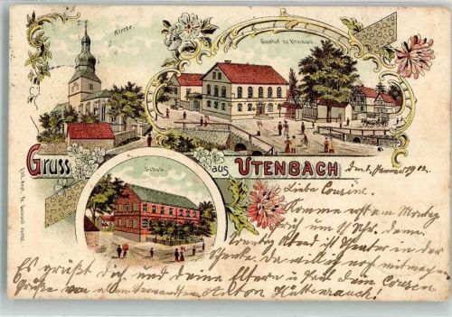 Utenbach 1902 Schulhaus Gasthaus zu Utenbach