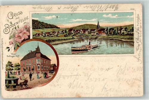 Bodenfelde 1901 Raddampfer Hotel Sollinger Hof Pferdekutsche Bahnpost Nordhausen - Paderborn Zug 288