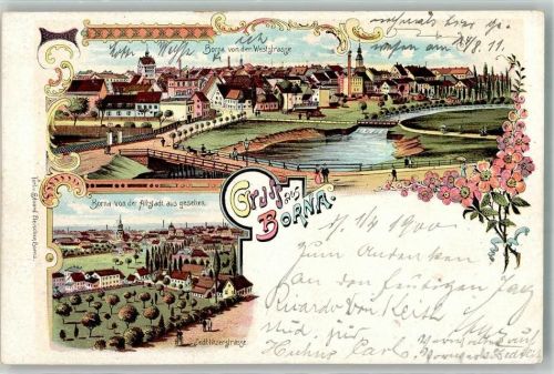 04552 O7200 Borna b Leipzig 1900 Lithographie