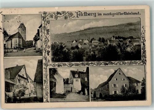 79379 W7840 Feldberg , Markgräflerl 1915 - Dorfstraße Dorfkirche Fuhrwerk