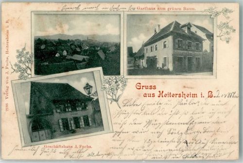 Heitersheim 1899 Geschäftshaus Fuchs Gasthaus zum grünen Baum