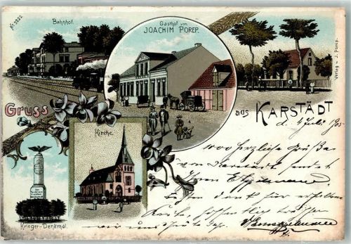 Karstädt 1905 Bahnhof Gasthaus Porep Kriegerdenkmal