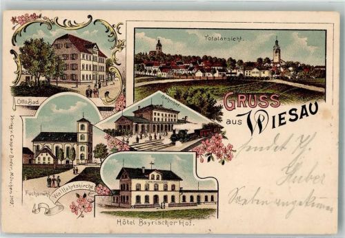 Wiesau 1901 Bahnhof Wallfahrtskirche Otto Bad Hotel Bayrischer Hof