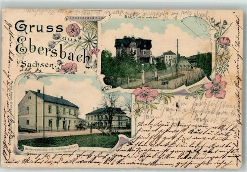 Ebersbach 1903 Bahnhofstraße Österreichische u. Sächsische Zollamt
