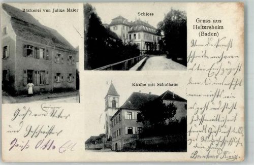 79423 W7843 Heitersheim 1914 - Schloß Kirche Schulhaus Bäckerei Maier