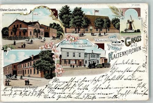Kaltenkirchen 1902 Bahnhof-Gasthaus Schmidt Gasthaus Timmermann Gasthaus Hüttmann Windmühle