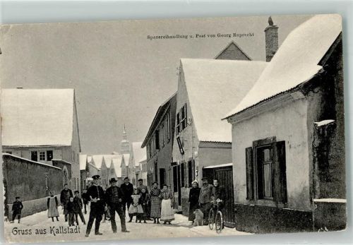 Kallstadt Spezerei-Post Ruprecht Hunde Radfahrer Winter