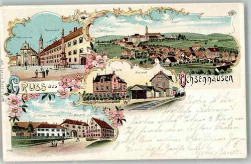 Ochsenhausen 1905 Bahnhof Brauerei zum Schloß Klosterkirche Hotel Mariensäule
