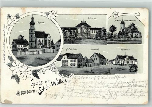 Schönwölkau 1904 Kirche Schloß Gasthaus Apotheke