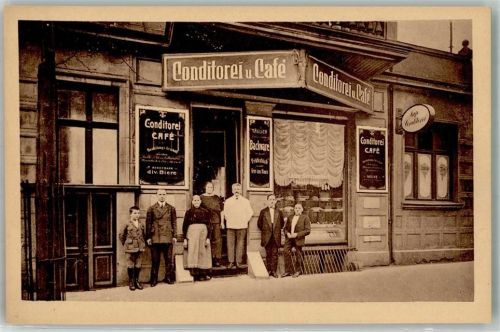 10115 O1190 Niederschöneweide Foto AK Conditorei-Cafe Gerczembeck Emailleschilder