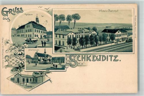 Schkeuditz Rathaus Hotel Bahnhof Marktplatz Turnhalle des Turnerbundes