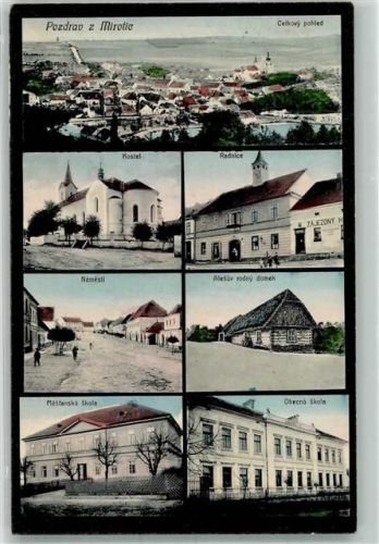 Mirotice 1915 Rathaus Städt. Schule Allgemeine Schule