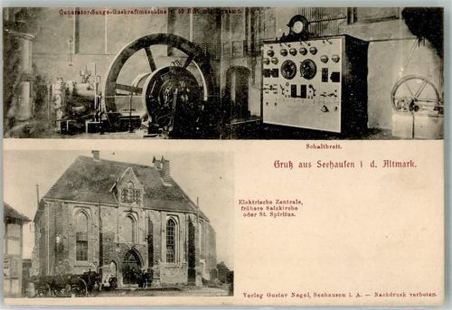 Seehausen Elektr. Zentrale - ehem. Salzkirche St. Spiritus Schaltbrett Generator-Sauge-Gaskraftmaschine