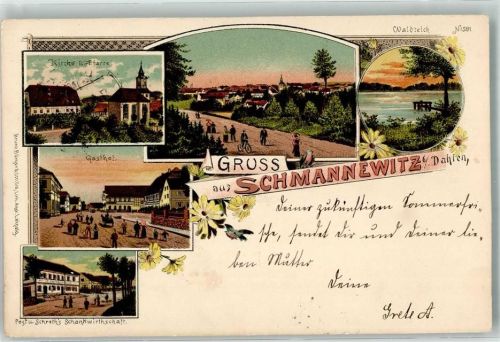 Schmannewitz 1900 Waldteich Gasthaus Schroth Pfarrhaus