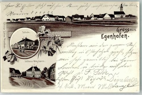 82281 W8081 Egenhofen , Kr Fürstenfeldbruck Lithographie Schloß Weyherrn Schule