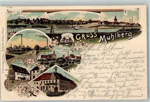 Mühlberg 1904 Zuckerfabrik Hotel Zum Kronprinz Kriegerdenkmal Kirchstraße Kloster